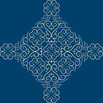 蓝色中式对称花纹图案