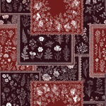 复古深红花卉几何图案布料