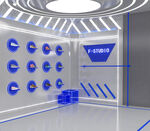 3D立体空间仿真直播间背景墙图