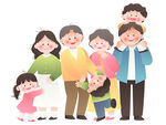 爷爷奶奶爸爸妈妈孩子一家人团聚