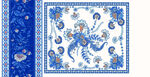 蓝白花卉图案精美方巾