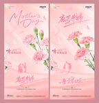 医美母亲节康乃馨剪影海报