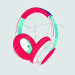 多彩时尚耳机插画