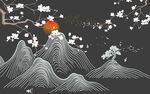 中式水墨山水意境插画