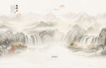 新中式禅意国画山水画背景墙