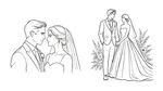 浪漫婚礼婚纱情侣线稿