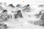 国画水墨山水画
