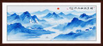 蓝色青花瓷山水画