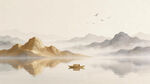 金色山水画背景