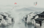 水墨江南背景墙
