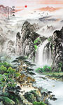 迎客松山水画壁画