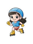 手绘卡通风格女孩溜冰滑冰元素