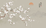 中国风手绘兰花花鸟画背景墙