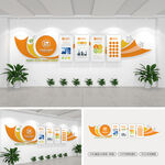 橙色公司办公室宣传栏文化墙