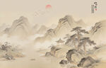 中式古风古典山水画背景