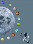 宇航员与多彩星球梦幻场景