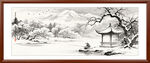 雪景山水画寒江独钓