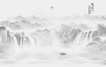 国画山水背景墙