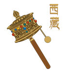 西藏传统转经筒 矢量图