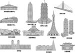 郑州城市建筑剪影景点