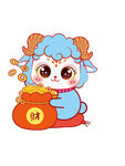 可爱小羊抱金袋迎财运