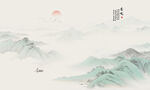 新中式国画山水电视背景墙