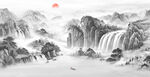 写意水墨山水画