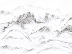 白底水墨山水意境山脉背景图画