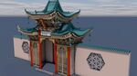 中式古典牌坊建筑模型