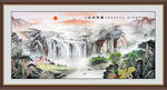 瀑布山水画