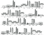 昆明城市建筑剪影景点