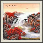 瀑布山水画