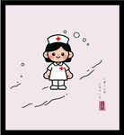 手绘矢量图插可爱卡通小护士形象