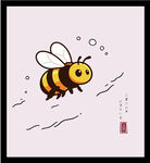 手绘矢量图插画 手可爱蜜蜂插画