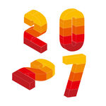 2027立体彩色数字