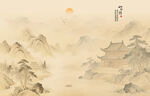 中式古风古典山水画背景