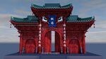 上色古建筑红色牌坊建筑
