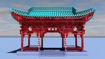 上色中式古典牌楼建筑模型