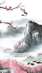 水墨山水间的烂漫春色