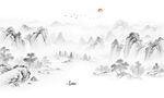 国画山水背景墙