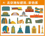 京城古城文旅矢量插画