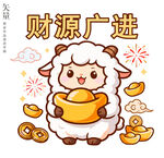 小羊送财羊年财源广进装饰画图案