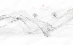 新中式抽象水墨线条烟雾山水画