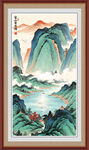 山水画招财画富山贵水图竖版