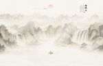 国画山水背景墙