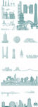 杭州浙江城市建筑剪影地标插画