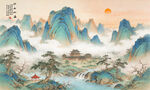 宋式青绿千里江山山水装饰画