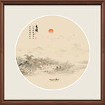 圆形山水画