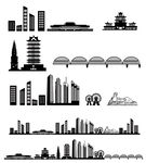兰州甘肃城市建筑剪影地标插画