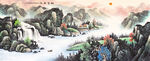 水墨山水国画风景图